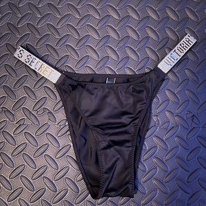 Victoria's Secret VS Bombshell Shine Strap Brazilian Panty - Black New M